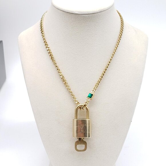 Authentic Louis Vuitton Gold Padlock with Unbranded Stainless Steel Chain - Picture 7 of 8